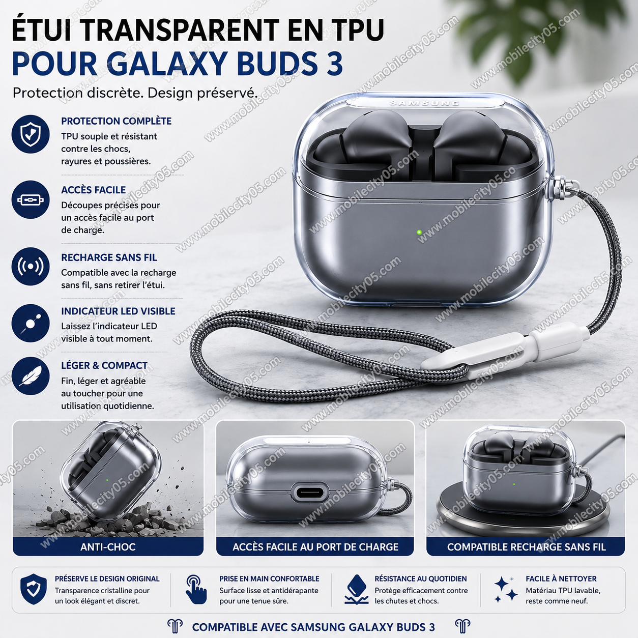 Étui transparent en TPU – Samsung Galaxy Buds 3