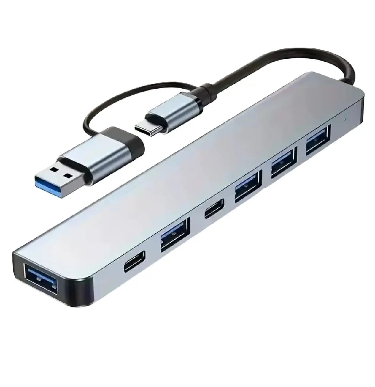 Hub USB C 7 en 1 – Aluminium, 4 USB 2.0, 1 USB 3.0 et 2 Ports USB-C Mobile City