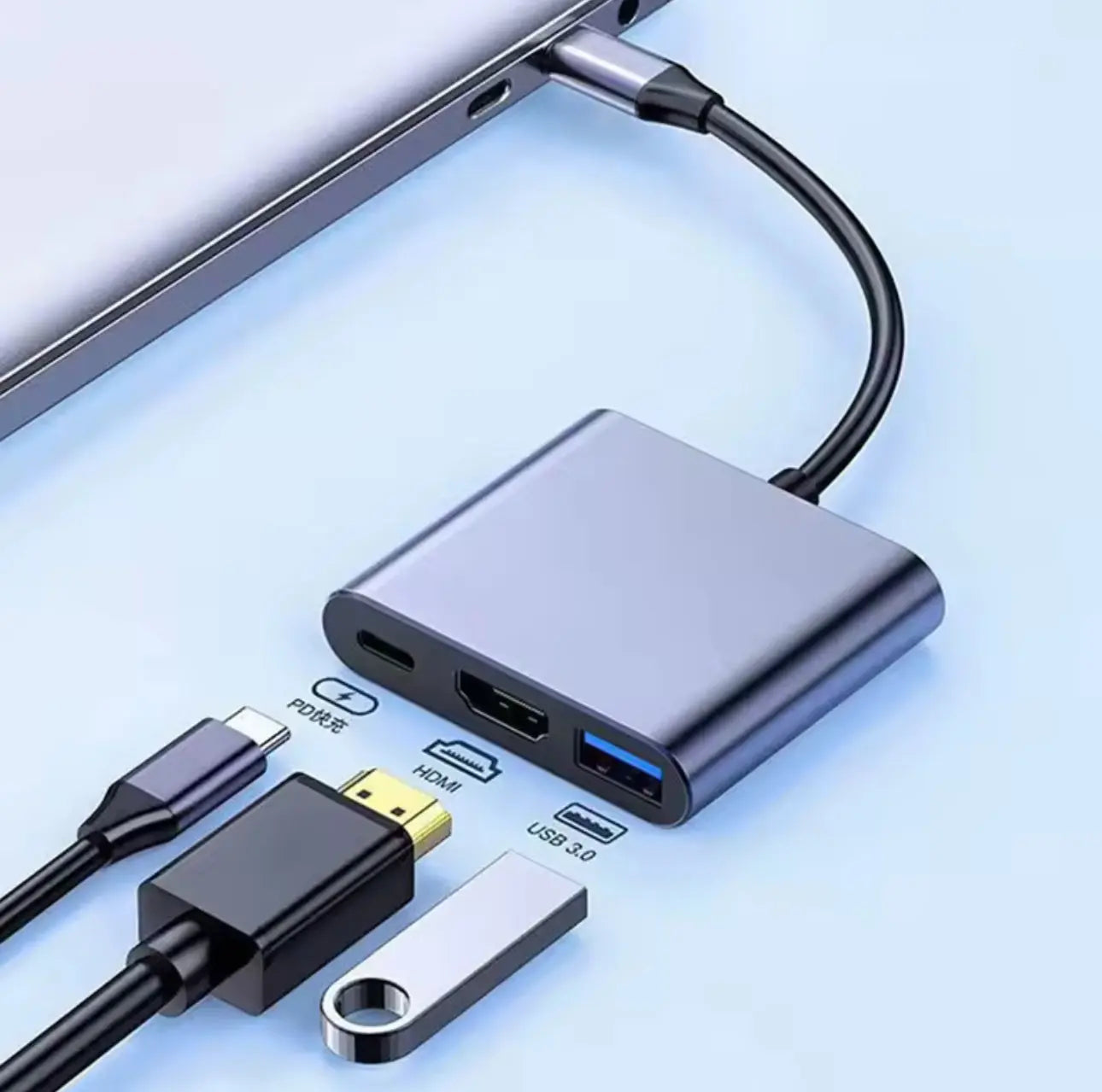 HUB USB-C 3-en-1 (HDMI 4K + USB 3.0 + Type-C) Mobile City