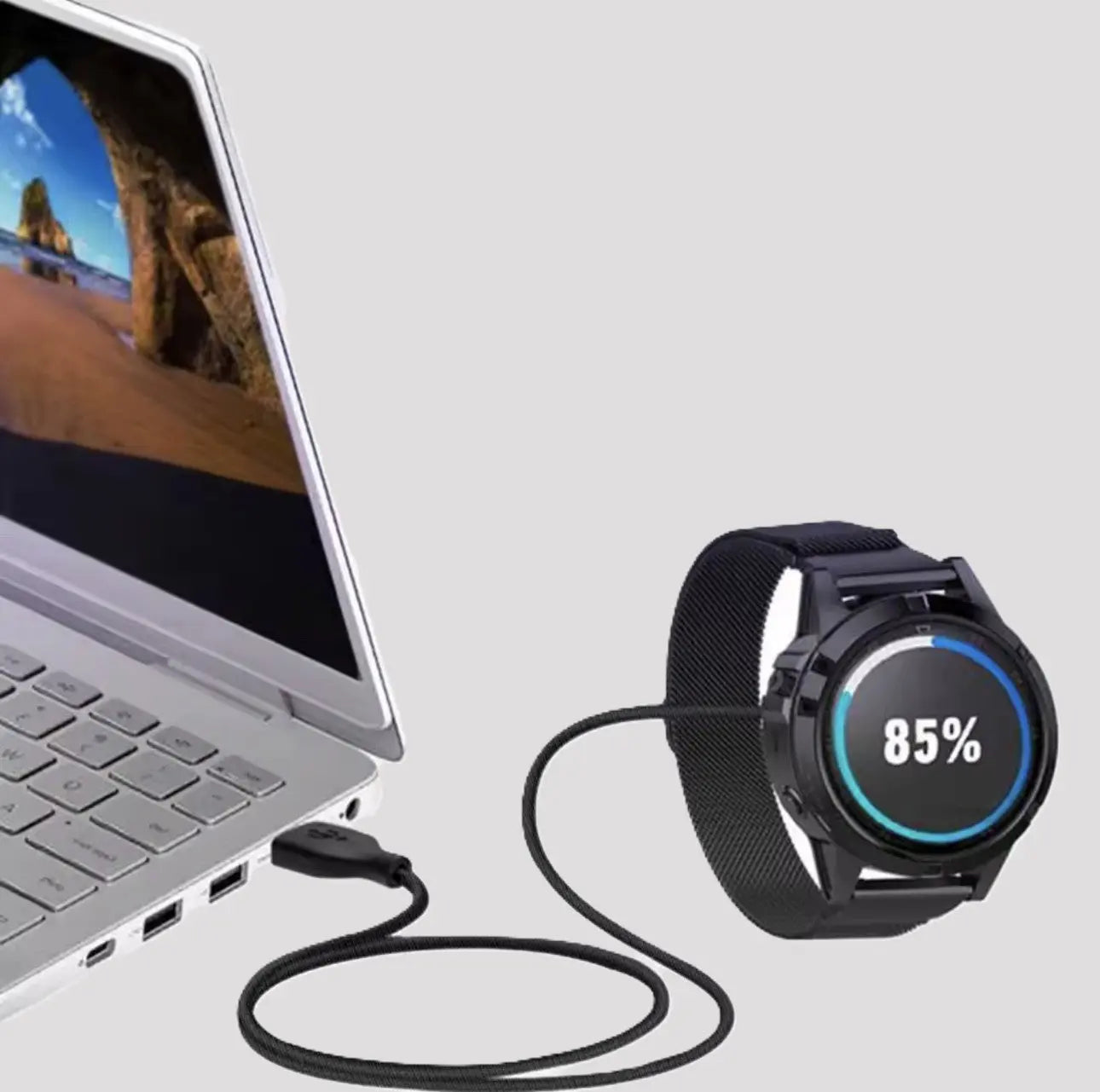 Câble Nylon Angulaire de Chargement USB-A – Compatible Garmin Fenix / Vivoactive 3 / Forerunner / Instinct 2 Mobile City