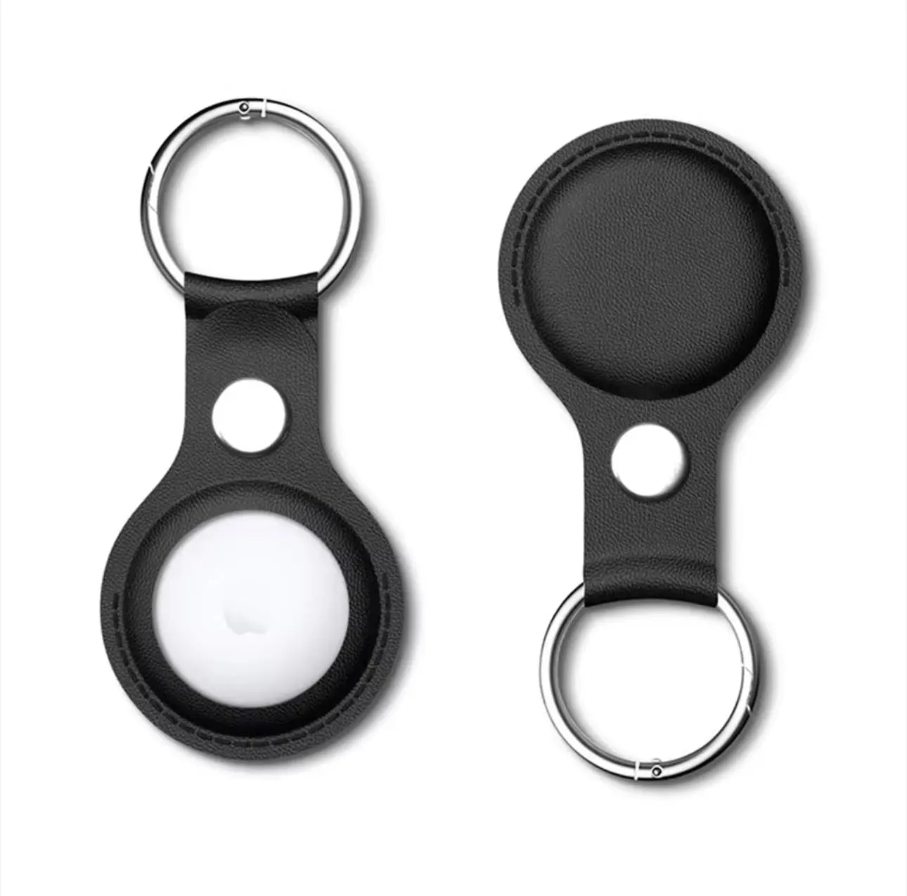 Porte-clés AirTag en Cuir Noir Mobile City
