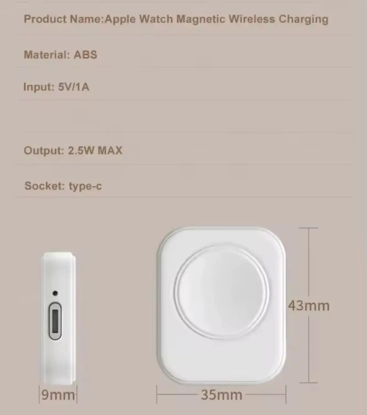 Chargeur Sans Fil USB Type-C de Poche Apple Watch Mobile City