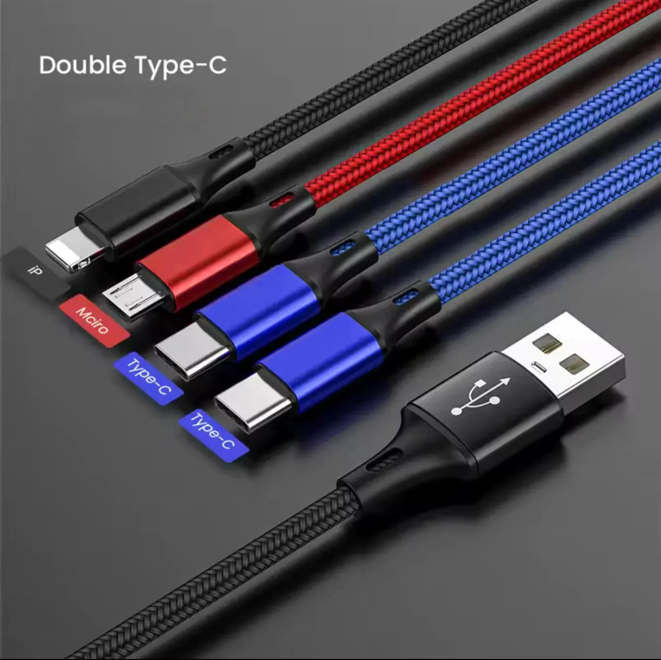 Câble USB-A 4-en-1 Multi-USB 30W 3A Mobile City