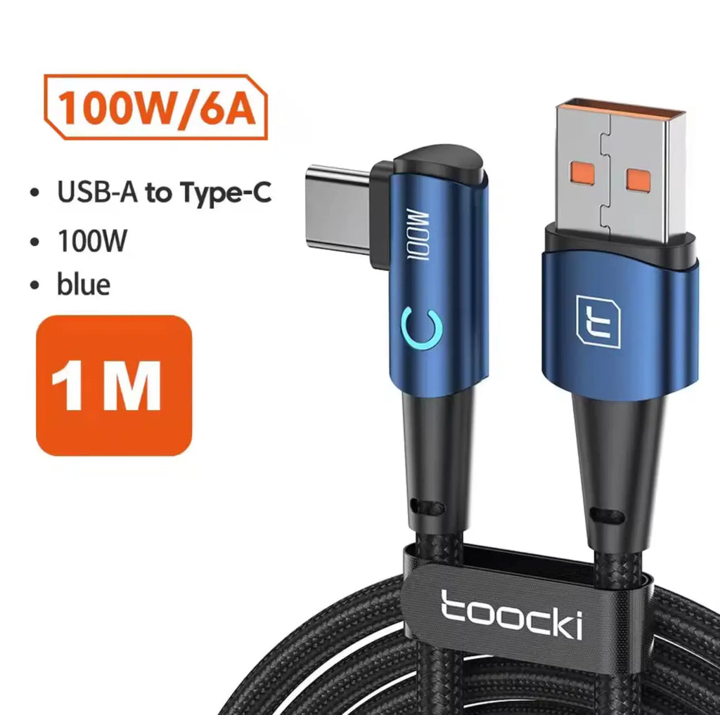 Toocki – Câble USB-C 6A – 90° – Charge rapide 100W Mobile City