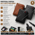 Portefeuille Vertical Multi-Cartes pour Hommes – Compact & Pratique