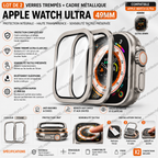 Lot de 2 Verres Trempés + Cadre Métallique pour Apple Watch Ultra 49mm