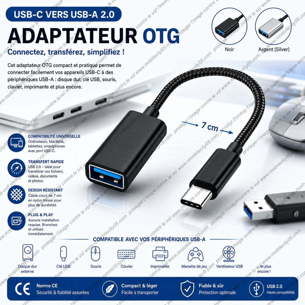 Adaptateur OTG USB-C vers USB-A 2.0
