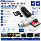 Adaptateur 2 en 1 USB 3.0 / USB 2.0 – Lecteur de cartes SD & Micro SD
