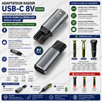 Adaptateur de rasoir USB-C 8V HQ850 – Convertisseur de charge pour Philips Norelco OneBlade QP2530 QP2630