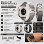Bracelet en acier inoxydable couleur titanium compatible Apple Watch Utra