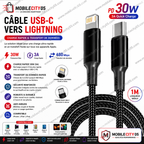 Câble USB-C vers Lightning – 30W 3A