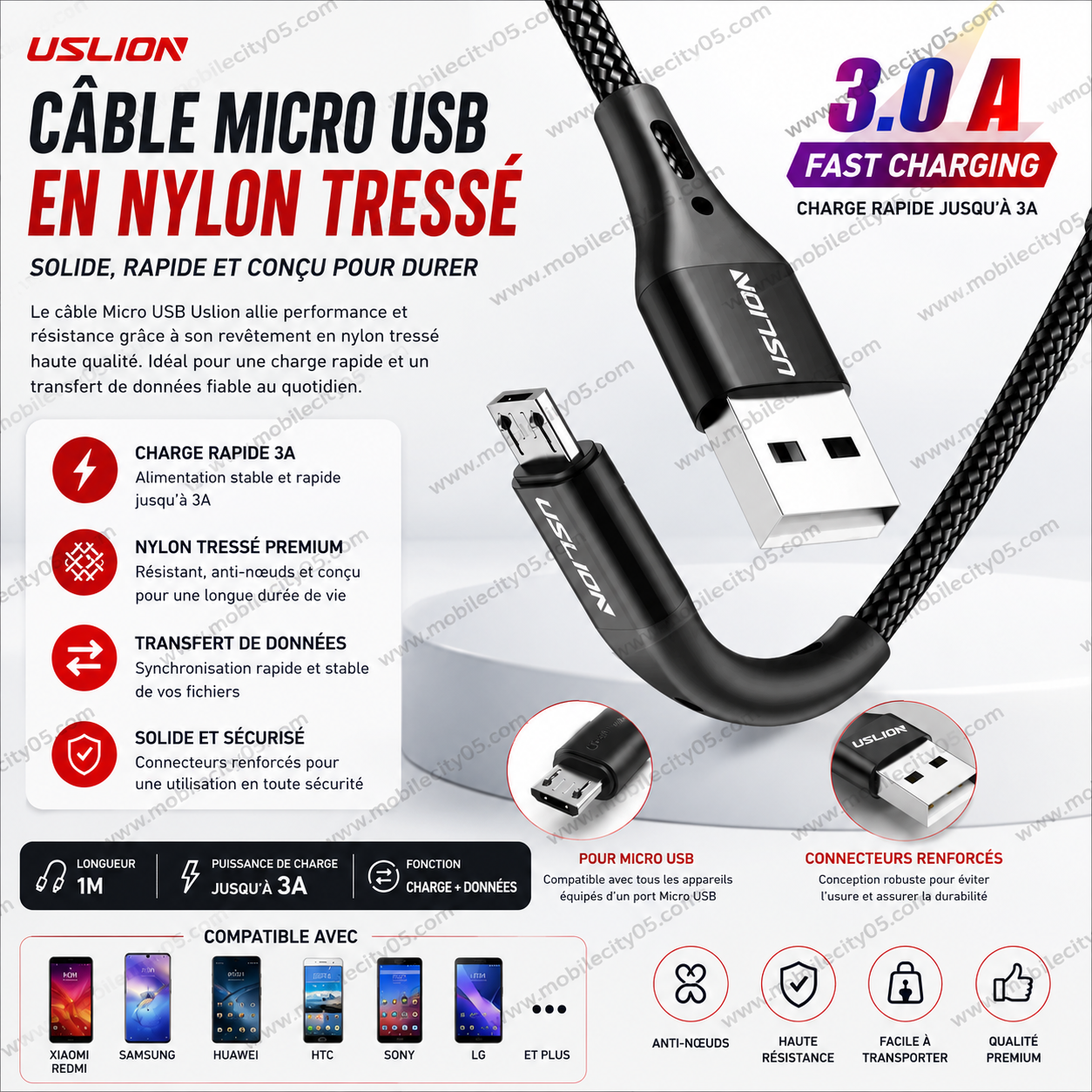 Câble Micro USB en Nylon Tressé – Uslion