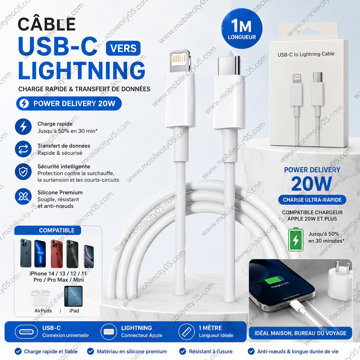 Câble Lightning – Type-C 20W