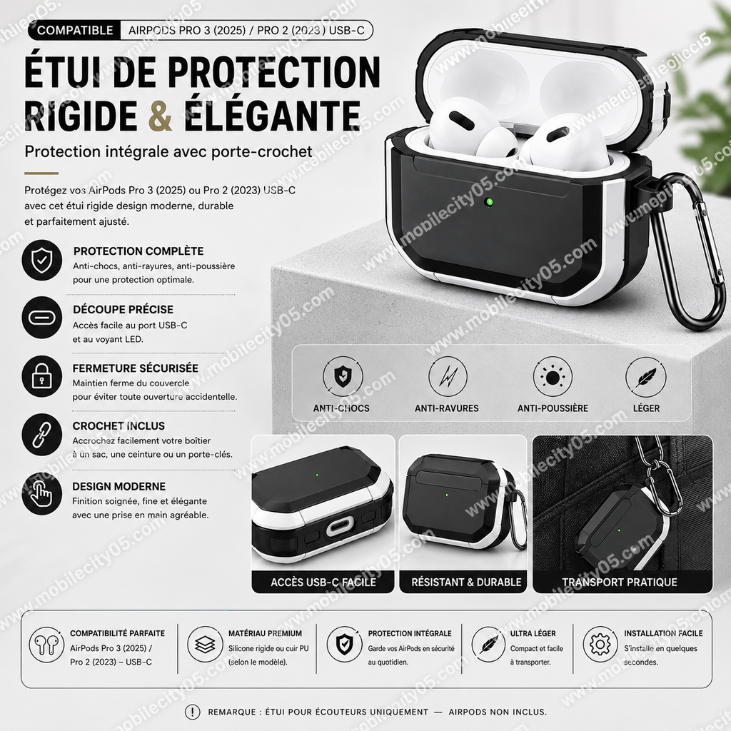 Étui de Protection pour AirPods 3, 4 & Pro 2