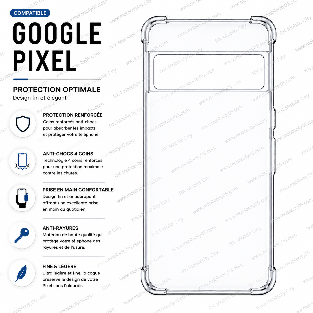 Coque antichoc transparente Google Pixel