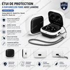 Étui de protection à rayures en fibre avec lanière – Samsung Galaxy Buds FE / Buds2 Pro / Buds2 / Buds Pro / Buds Live