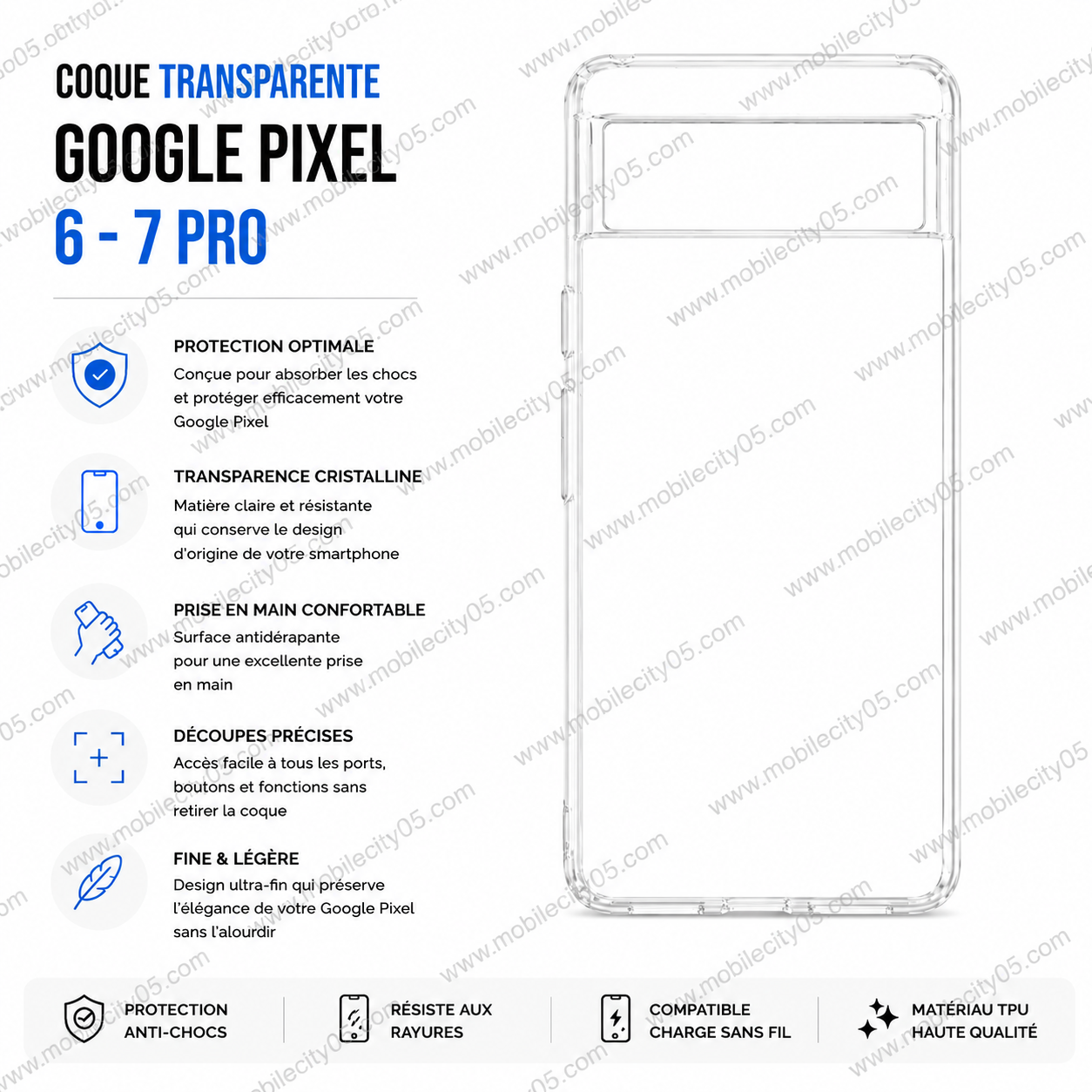 Coque transparente Google pixel 6-7 pro