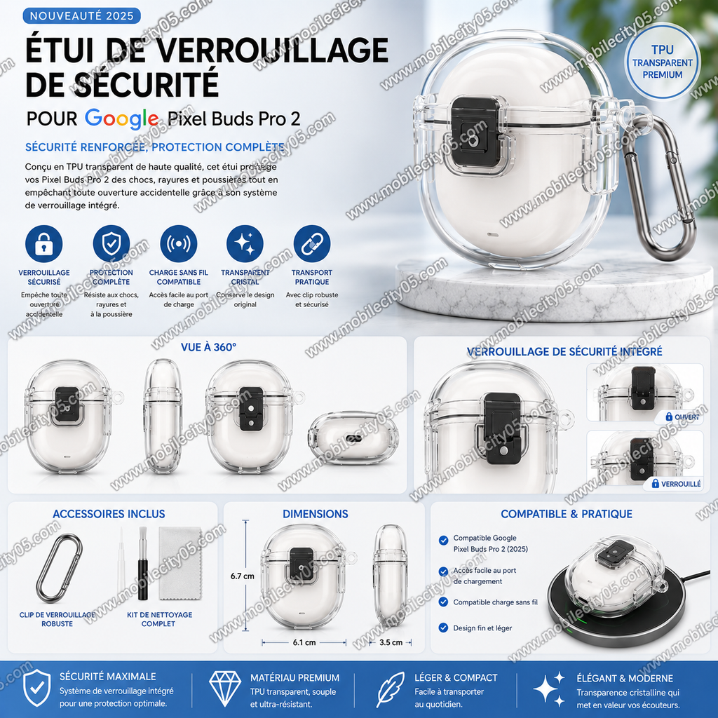 Étui de verrouillage de sécurité 2025 pour Google Pixel Buds Pro 2