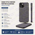Coque style vintage finition alcantara iPhone Pro Max