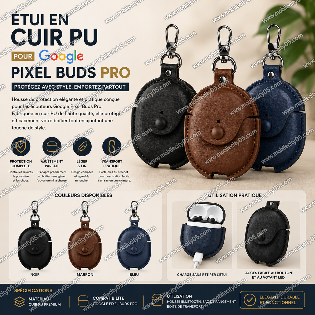 Étui en cuir PU pour Google Pixel Buds Pro