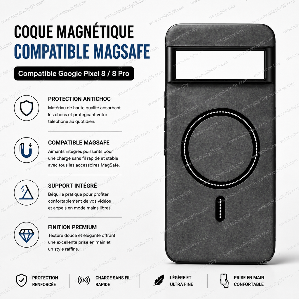 Coque rigide gris foncé vintage Google Pixel 8