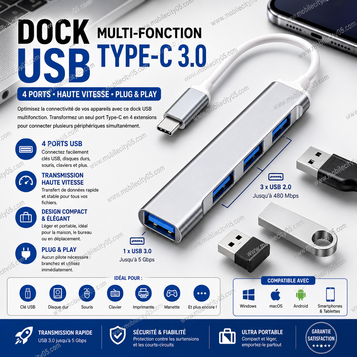 Dock Multi-Fonction USB – Transmission Haute Vitesse