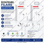 Écouteurs Filaire avec Microphone & Contrôle du Volume – Android & iOS