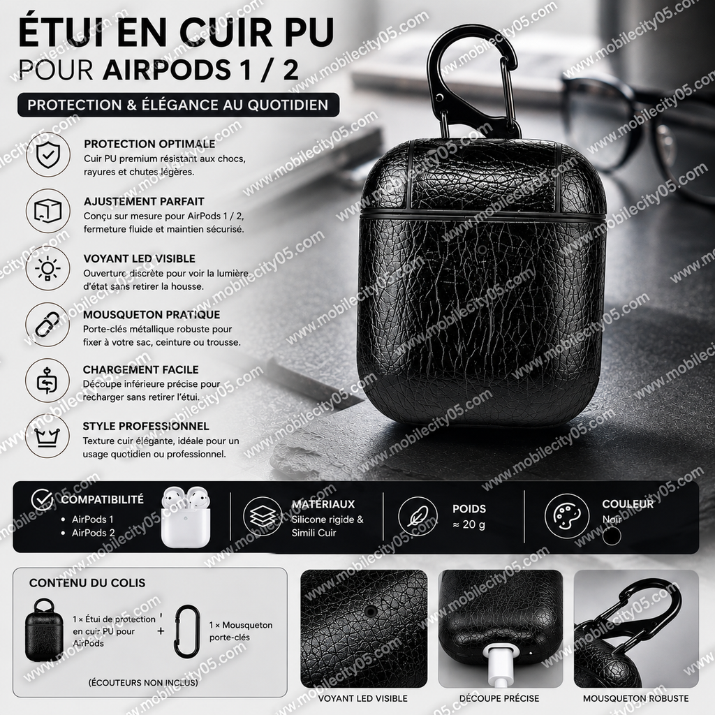 Étui AirPods 1 / 2 / – Style Affaires avec porte clés