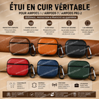 Étui en cuir véritable pour AirPods 1 / AirPods 3 / AirPods Pro 2 – Finition peau de vache texturée