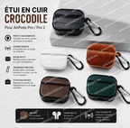 Étui à motif crocodile en cuir pour AirPods Pro / Pro 2