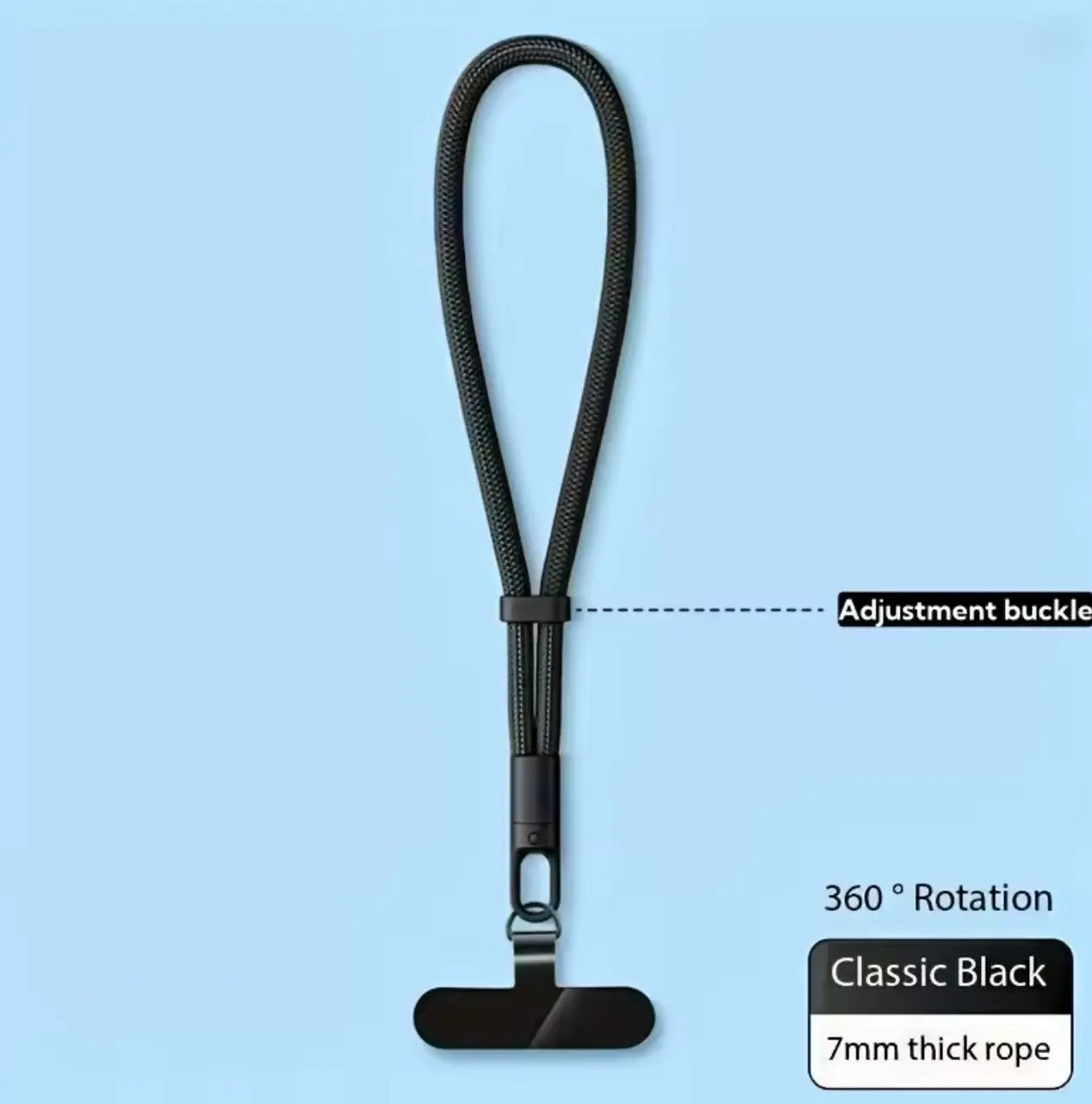 Lanière noir avec Clip de Fixation – Sangle de Téléphone Réglable (Poignet) Mobile City