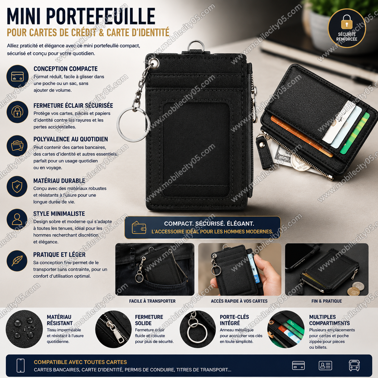 Mini Portefeuille pour Cartes de Crédit & Carte d’Identité